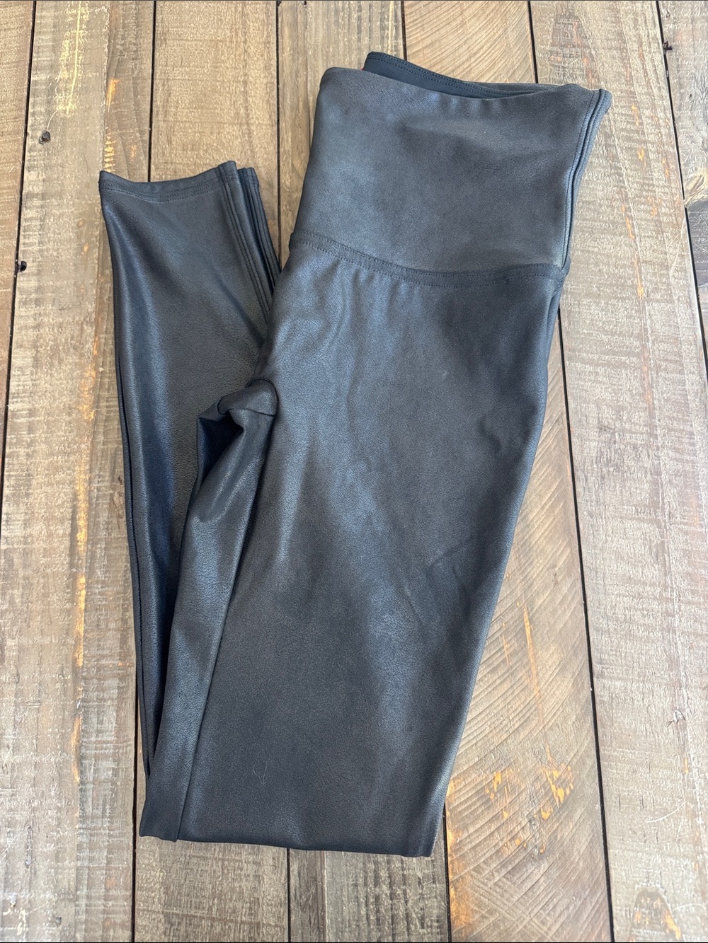 SPANX Women’s Black Faux Leather High-Rise Leggings SIZE LARGE
